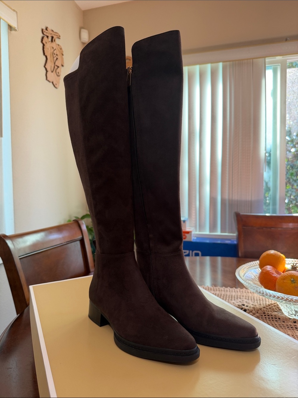 Tall Women's Brown Suede Knee-High Boots - Classic Riding Style